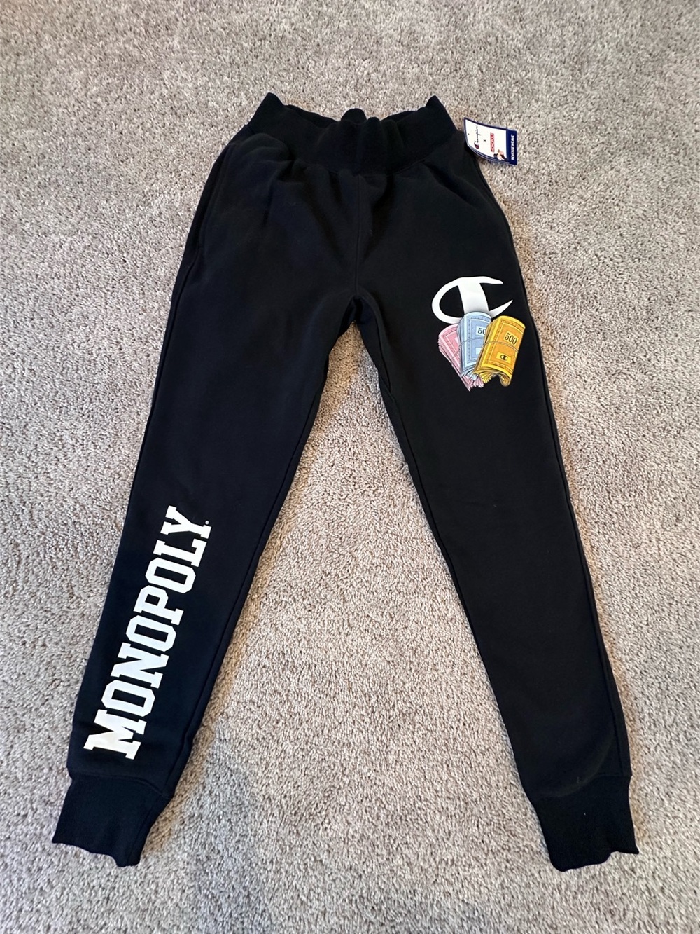 Champion x Hasbro Monopoly Reverse Weave Joggers Black Small - NEW WITH TAGS